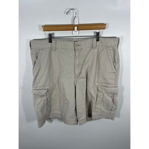 Y2K Mens Cargo Shorts 42 Beige‎ 100% Cotton Baggy Skater Street